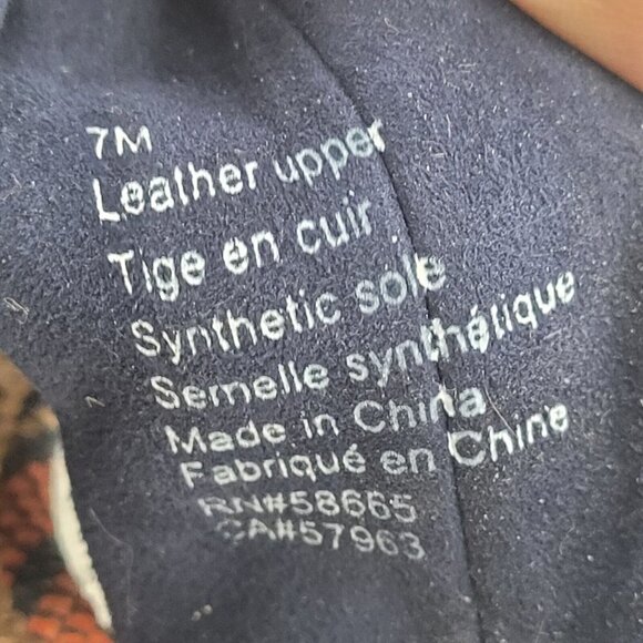 1901 Dasha Sandal Blue Leather Striped Block Heel Peep Toe Women's Size 7M - Picture 10 of 11